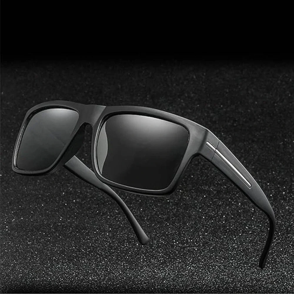 Mens Rectangular Sunglasses‎ Polarized Driving Fishing Shades Black Outdoor Work